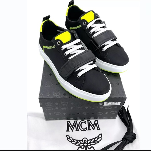 MCM Authentic Neon Low Top Strap Sneakers NWB